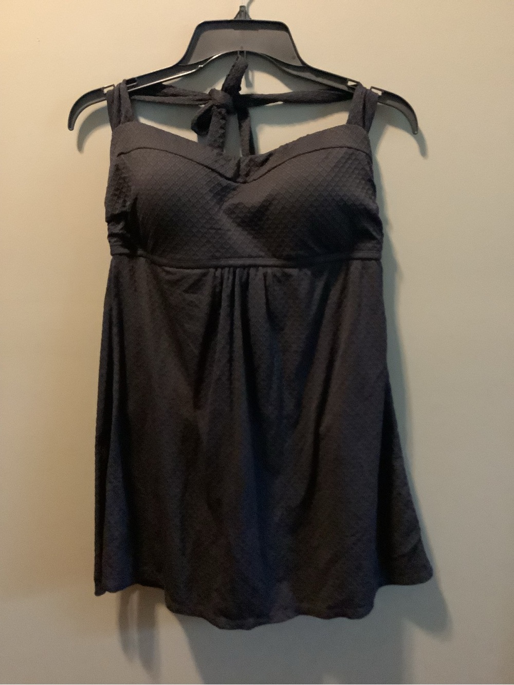 Lands' End Black Textured Halter Swimdress